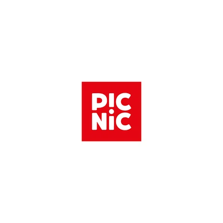 Rotes quadratisches Logo mit dem weißen Schriftzug „PICNIC“, wobei das „I“ in „PIC“ ein Ausrufezeichen ist.