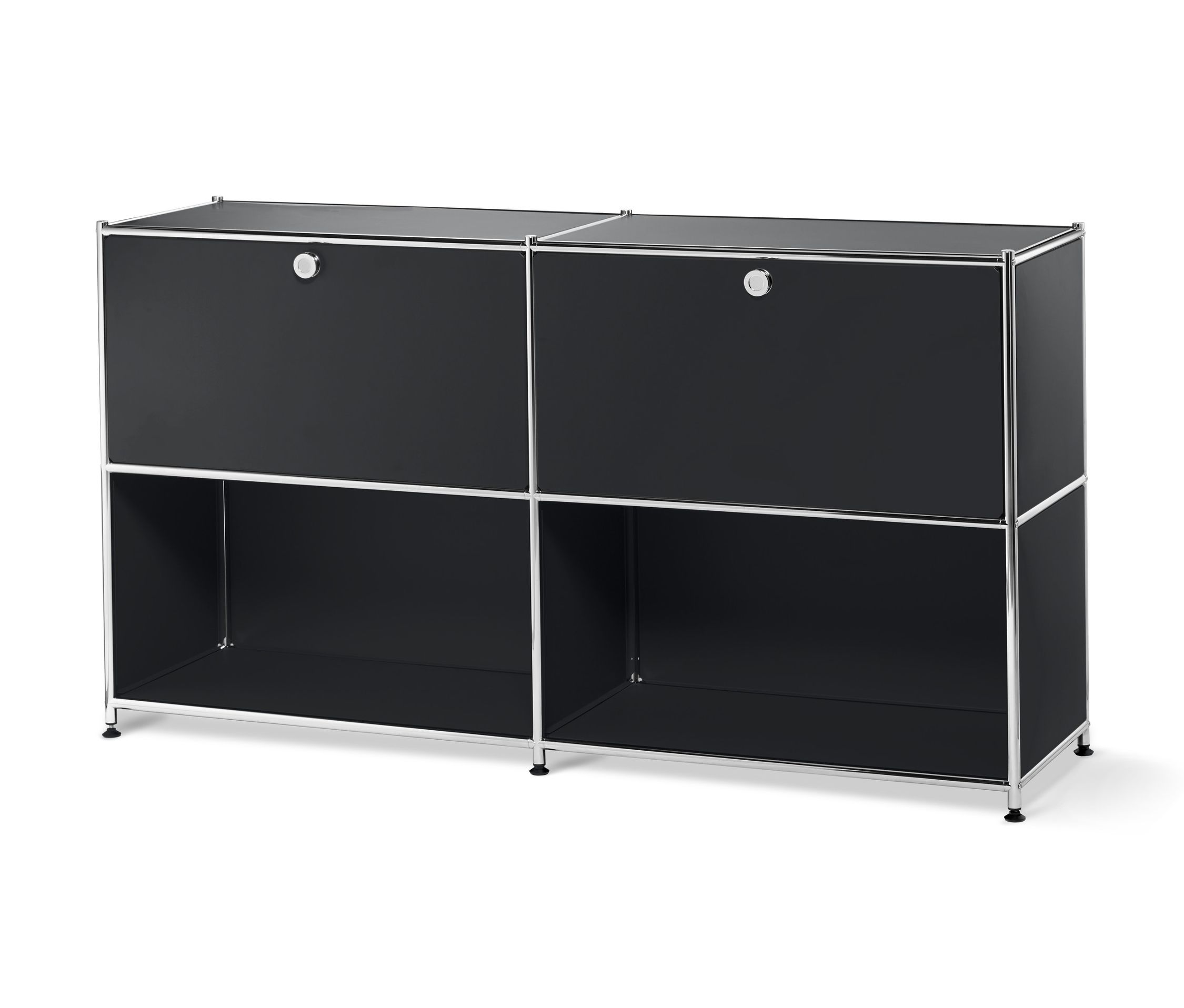 Tchibo - Sideboard Metall »Cn3« mit versetzbaren Klappenfächern - 152x40x82,5cm - schwarz - Stahl / Aluminium / Kunststo...
