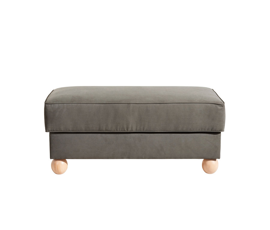 Graue, aufklappbare Hockerbank mit Stauraum von Max Winzer® Polstermöbel.