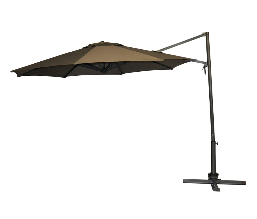 Ein taupefarbener Leco-Aluminium-Ampelschirm, Ø ca. 330 cm.