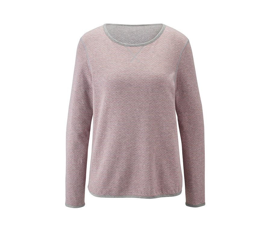 Rosa-graues Wendepyjama-Oberteil mit langen Ärmeln.