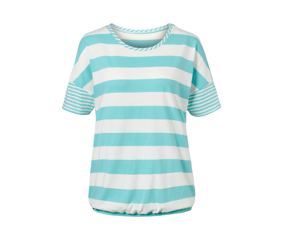 Gestreiftes Blusenshirt in Aqua.