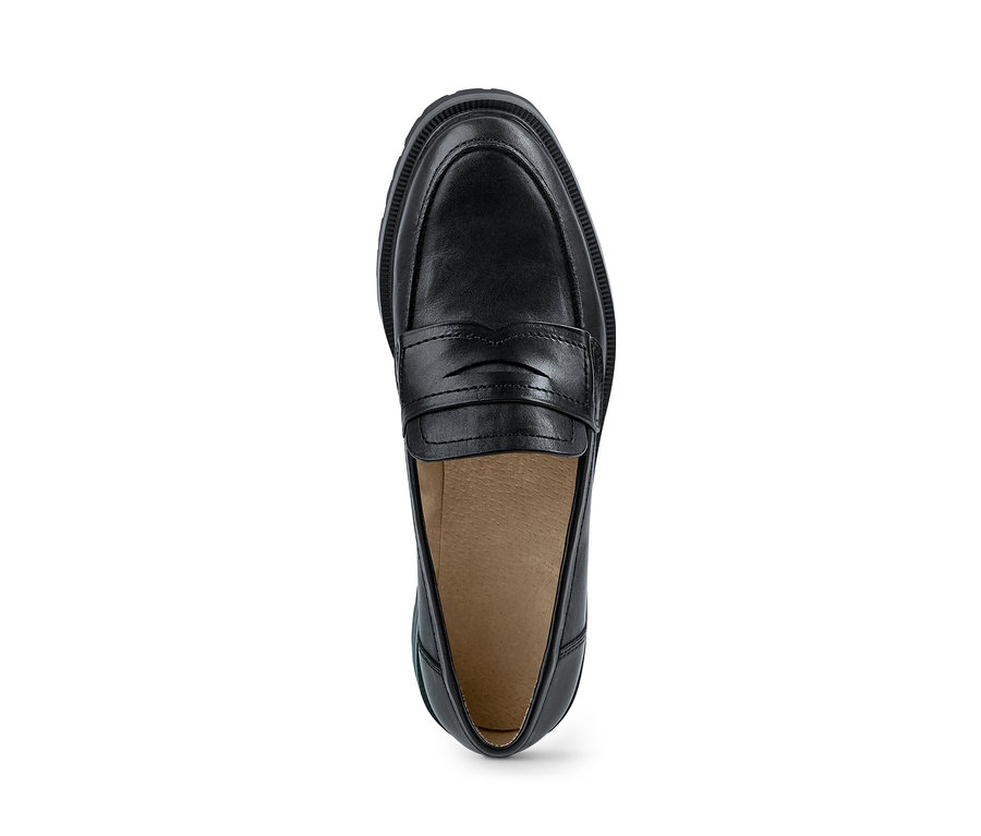 Schwarzer Leder-Loafer.