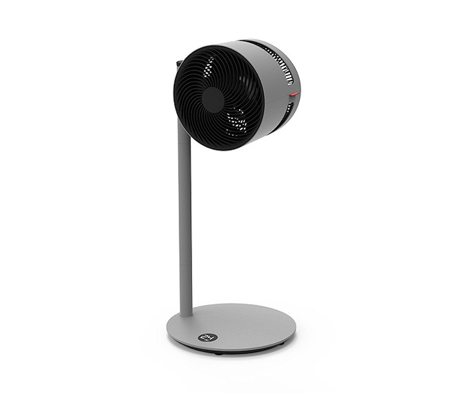 Grauer Boneco Air-Shower-Standventilator »F225« auf weißem Hintergrund.