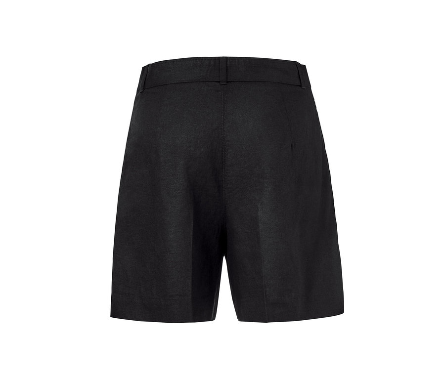 Detailansicht der schwarzen Shorts aus Leinenmix.