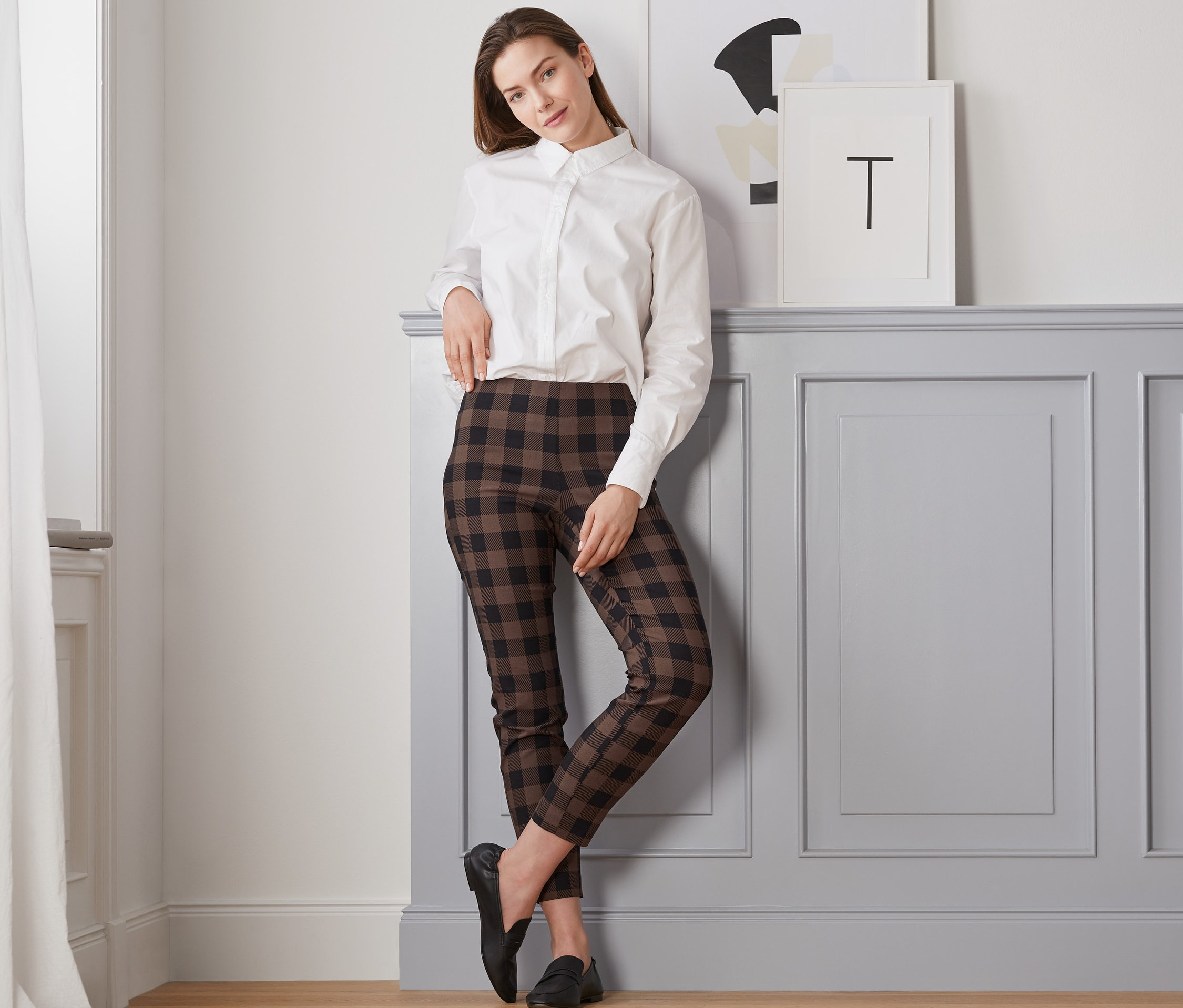 Thumbnail - Tchibo - Karierte Stretchhose - Damen - Gr. 40 - schwarz/kariert