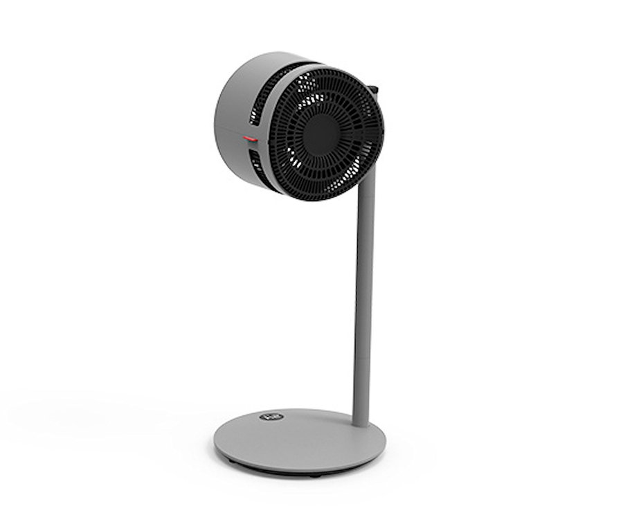 Grauer Boneco Air-Shower-Standventilator »F225« vor weißem Hintergrund.