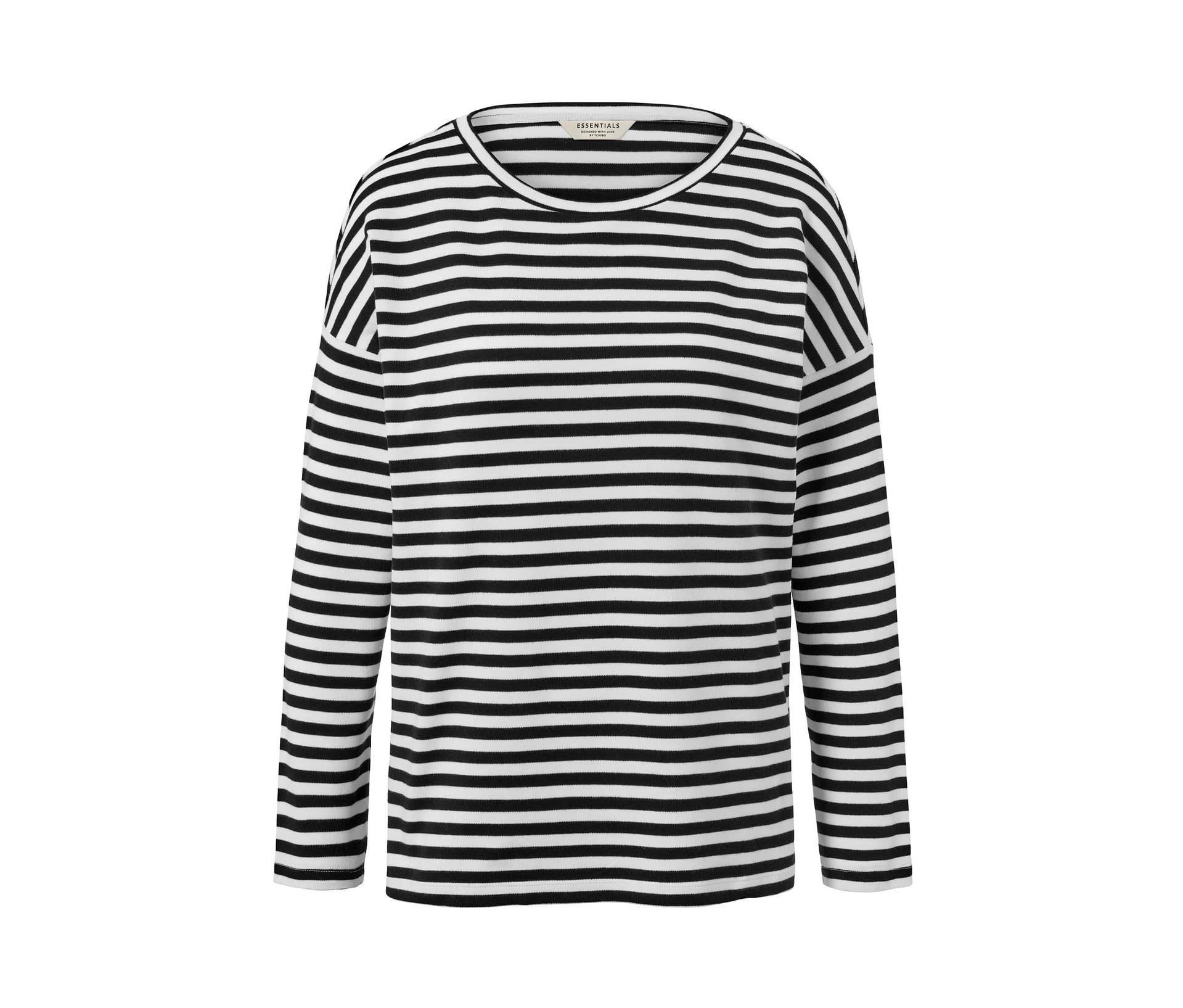 Gestreiftes Langarmshirt - Damen - Gr. S - schwarz/gestreift - schwarz