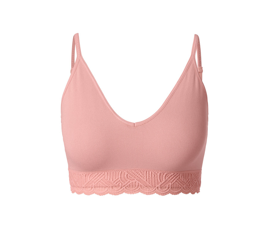 Ein rosafarbener Seamless-Soft-BH mit Zierspitze am unteren Saum.