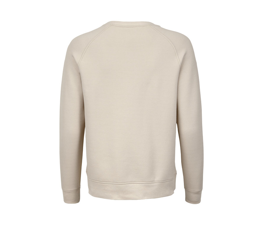 Ein beiges Sweatshirt.