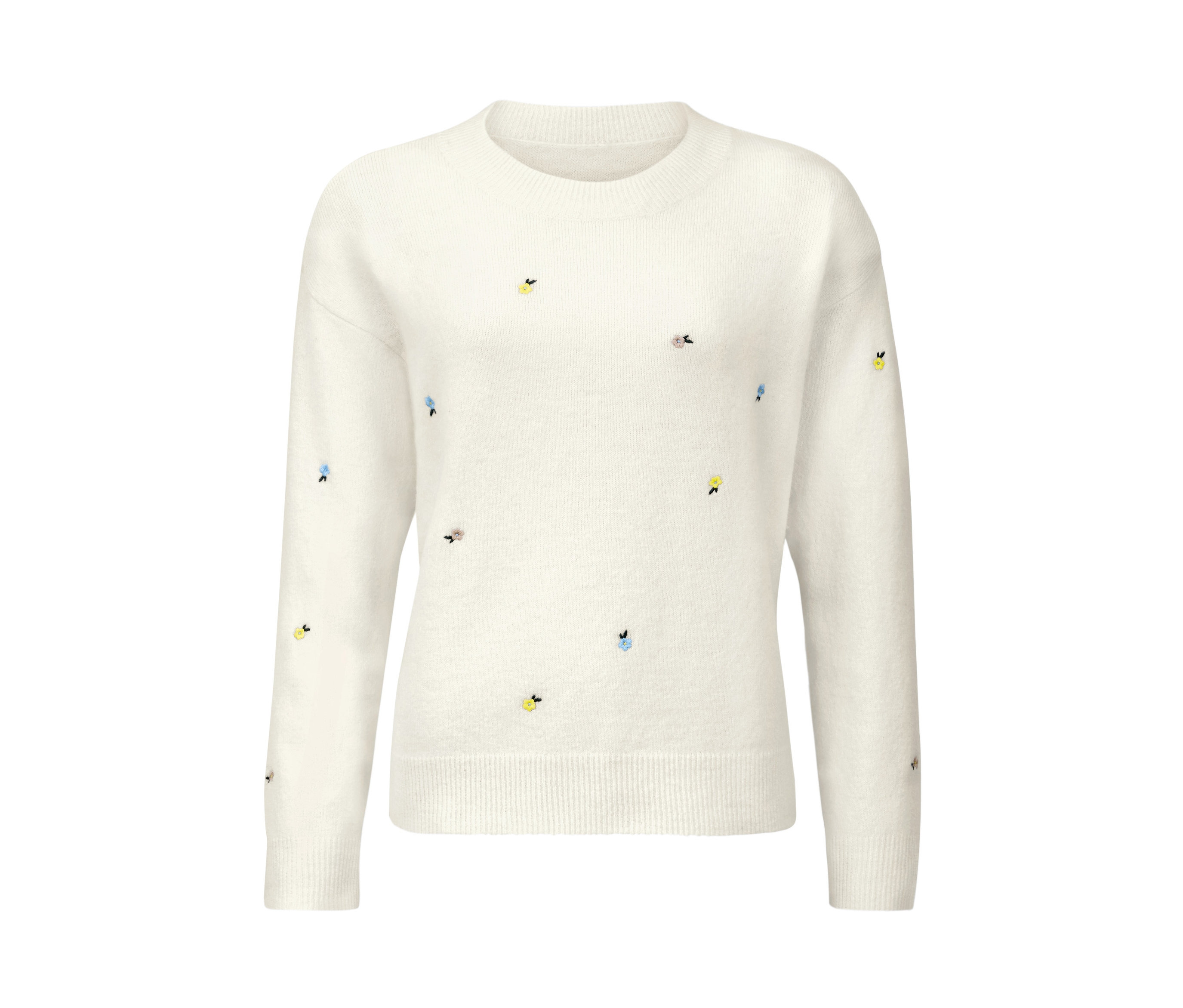 ck Farben günstig Kaufen-Tchibo - Bestickter Strickpullover - Damen - Gr. L - weiß. Tchibo - Bestickter Strickpullover - Damen - Gr. L - weiß <![CDATA[Bestickter Strickpullover Farbe: Cremefarben mit mehrfarbiger Stickerei Material: 35% Polyester (recycelt), 30% Wolle, 