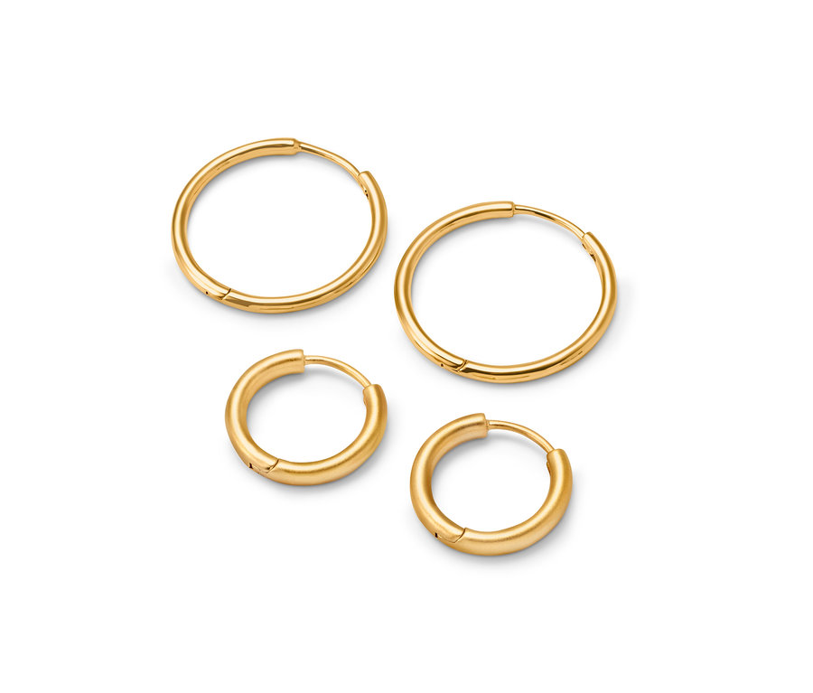 Zwei Creolen-Sets, vergoldet.