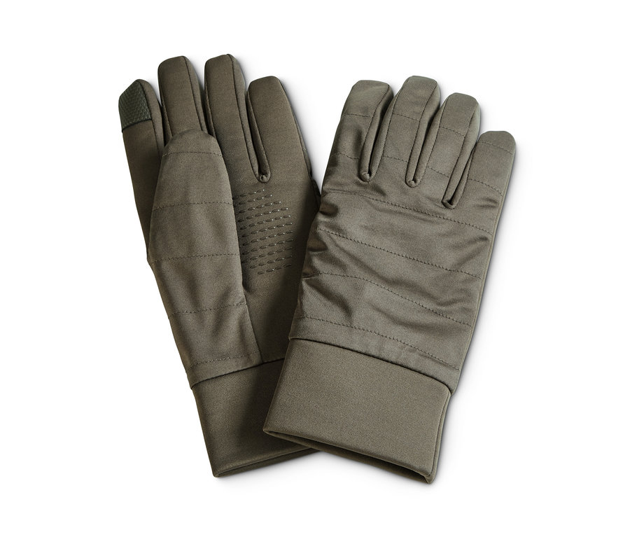 Zwei Softshellhandschuhe auf einem weißen Hintergrund.