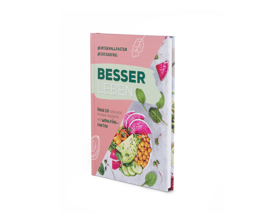 Buch »Besser leben« mit Essen auf dem Umschlag.