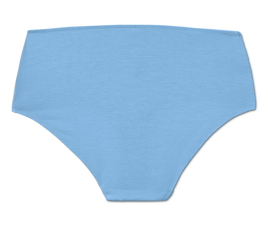 Eine hellblaue Panty auf einem weißen Hintergrund.