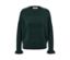 Dunkelgrüner Strickpullover mit Rüschendetail.