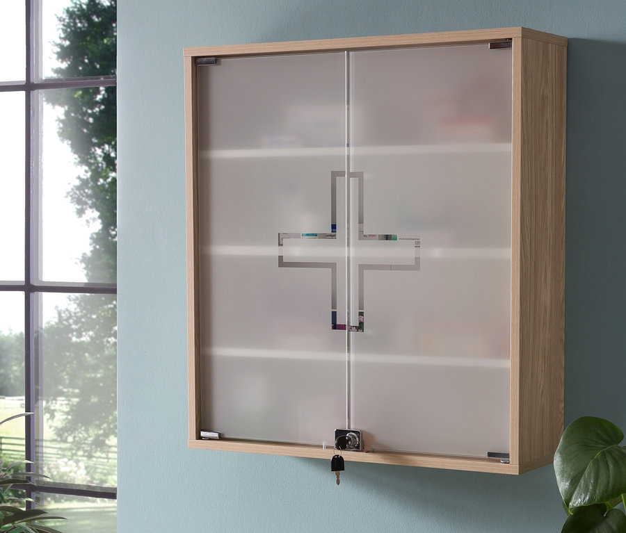 An der Wand montierter Medikamentenschrank »Wido« in Eichendekor.