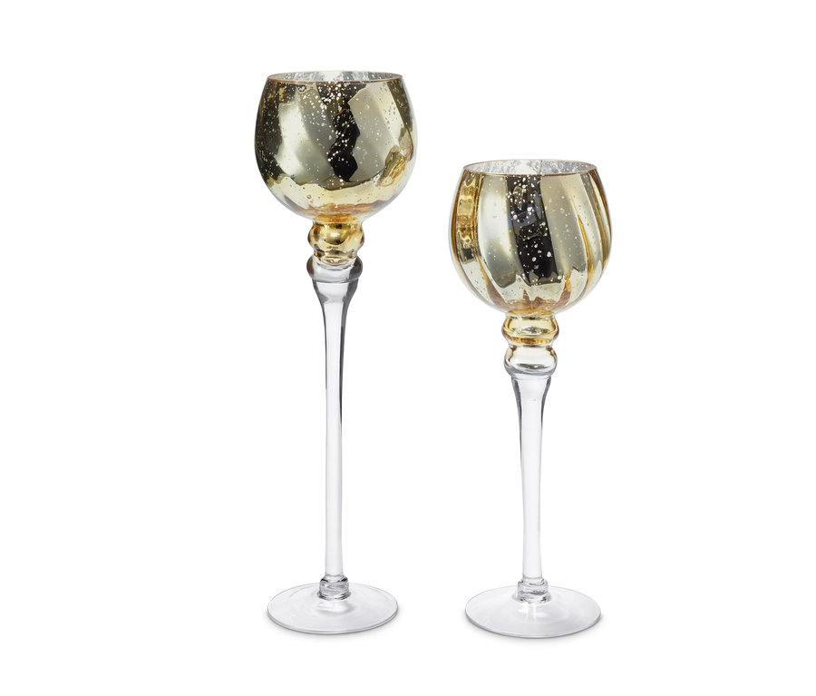 Zwei Teelichthalter aus Glas.