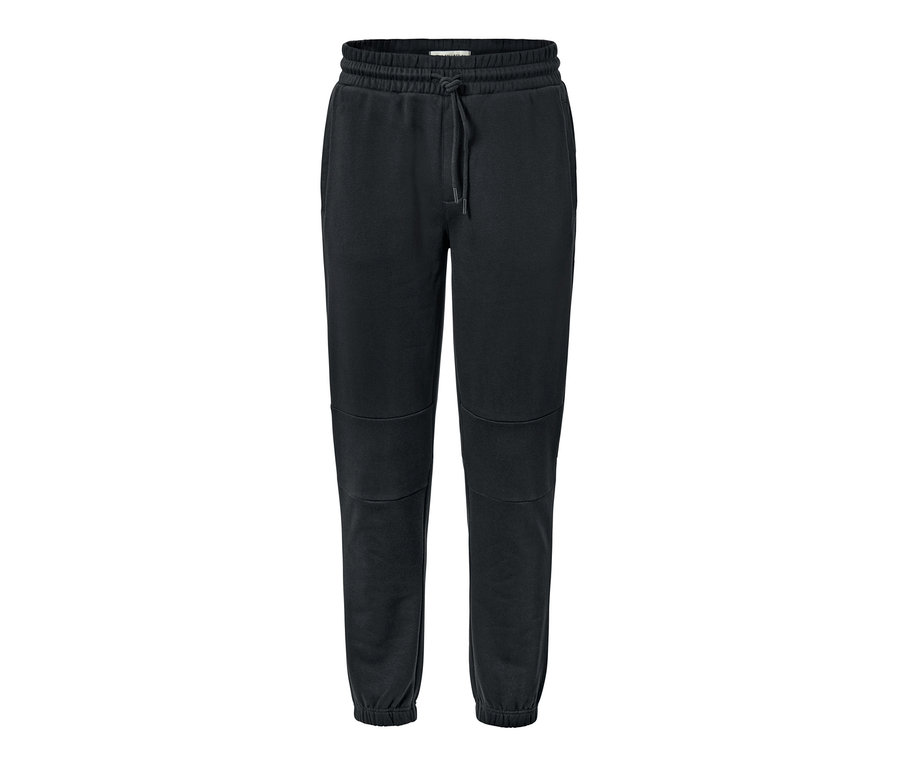 Schwarze Sweathose mit Kordelzug in der Taille.