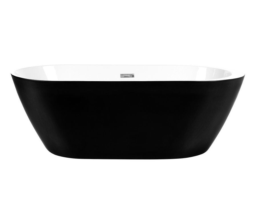 Frontansicht der freistehenden Badewanne Home Deluxe »CODO« mit schwarzer Außenseite und weißer Innenseite.