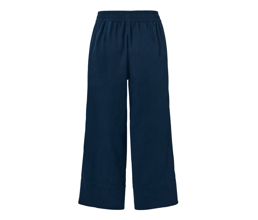 Marineblaue Palazzohose aus Leinenmix.