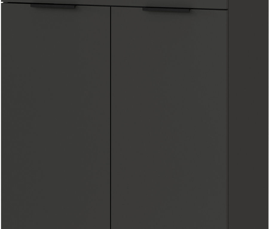 Ein schwarzer Schuhschrank »Osby« mit zwei Türen und einer Schublade.