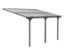 Anthrazitfarbene Terrassenüberdachung, Breite ca. 435 cm.