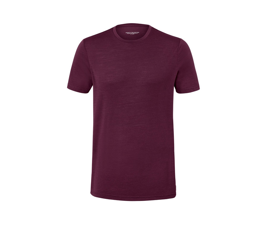 Ein weinrotes Funktionsshirt mit Merinowolle, 1 Stk. aus einem 2er Set.