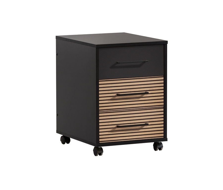 Schwarzer Rollcontainer »Hank« mit drei Schubladen.