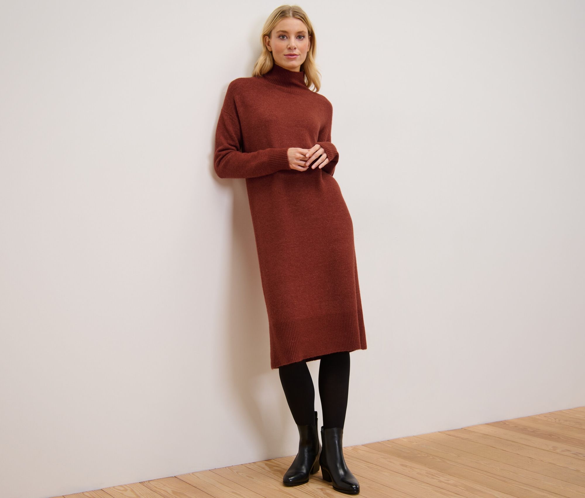 Thumbnail - Tchibo - Strickkleid mit Wollanteil - Damen - Gr. L - braun