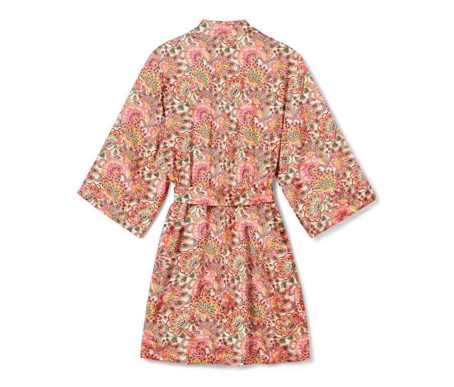 Blumiger Morgenmantel mit Gürtel.