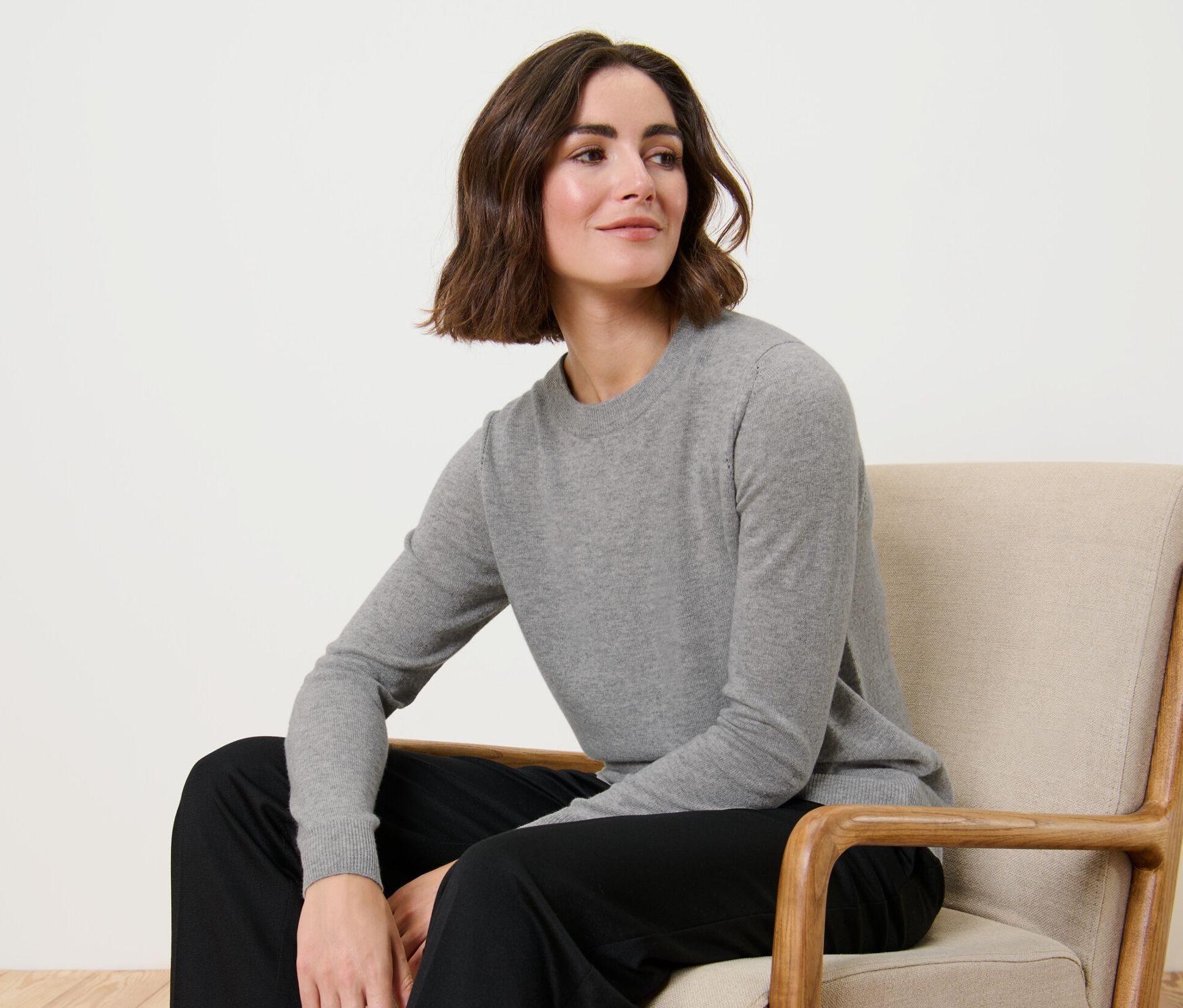 Thumbnail - Tchibo - Feinstrickpullover mit Cashmere - Damen - Gr. S - grau