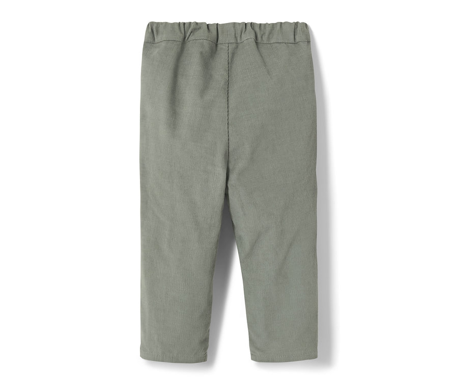 Khakifarbene Kinder-Cord-Schlupfhose mit Gummibund.
