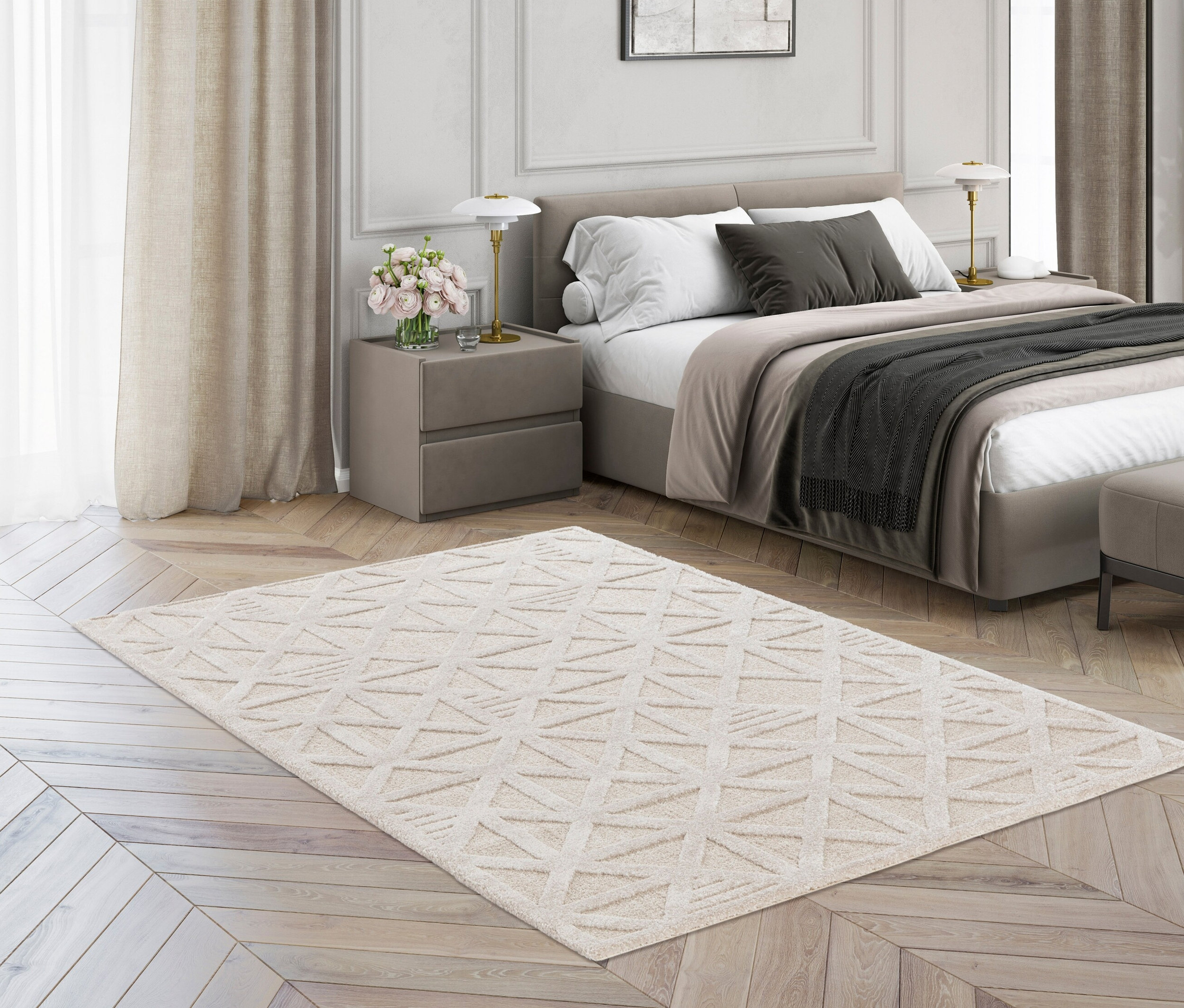 Thumbnail - Tchibo - Teppich »Cosmo« Geo - grau-beige