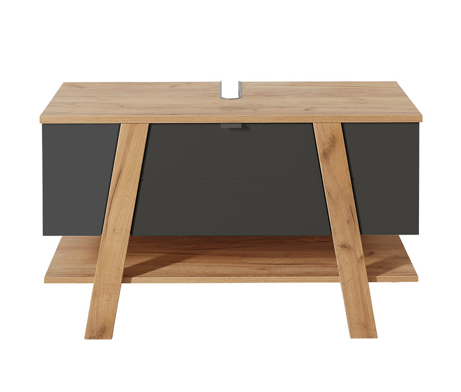 Waschbeckenunterschrank »Avellino« mit zwei Schubladen und einem offenen Fach.