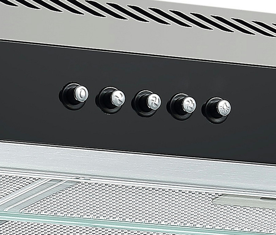 Detailansicht einer Respekta Unterbauhaube CH 16060 SGB mit Glasschirm, ca. 60 cm, Energieeffizienzklasse B.