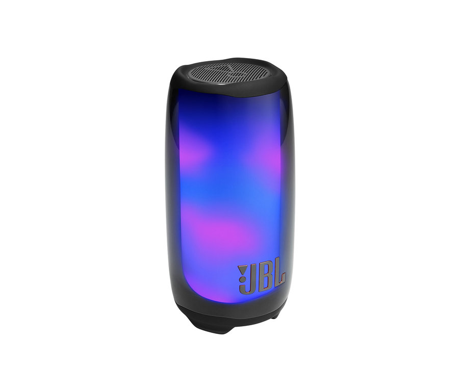Ein JBL »Pulse 5«, tragbarer Bluetooth®-Lautsprecher mit Lichtshow ist sichtbar.
