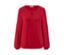 Rotes Blusenshirt mit langen Ärmeln.