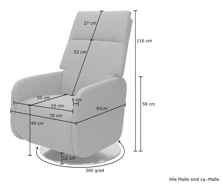 Abmessungen Relax-Sessel »Beja«.