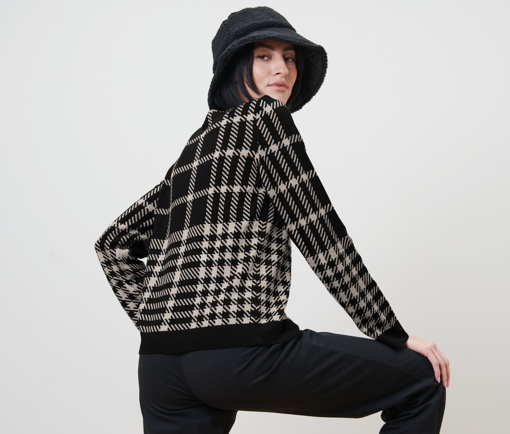 Thumbnail - Tchibo - Karierter Pullover - Damen - Gr. M - schwarz
