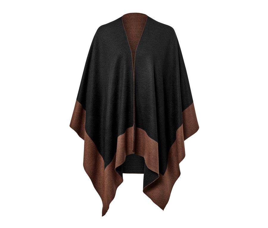 Ein schwarz-brauner Wende-Poncho.