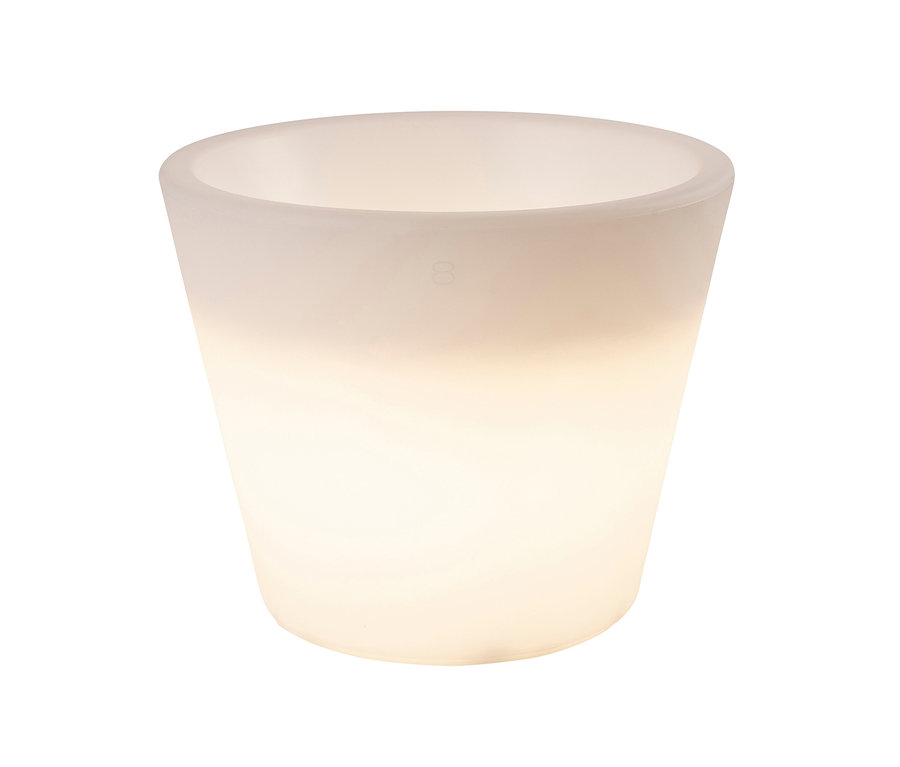 Ein weißer 8 seasons design Solar-Topf.