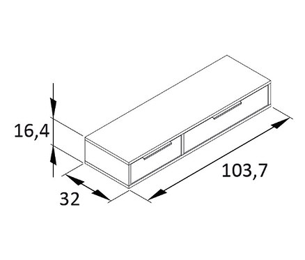 Abbildung der Konsole »Loft« mit Maßangaben.