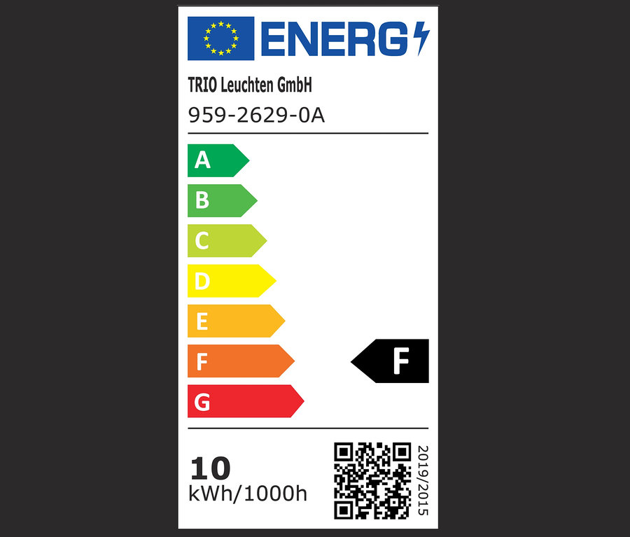 Energielabel für Trio LED-Tischleuchte »Celeste« mit den Klassen A bis G.