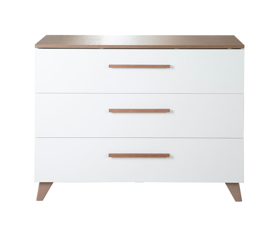Weiße Kommode mit drei Schubladen und Holzplatte, Modell roba Wickelkommode »Ole»