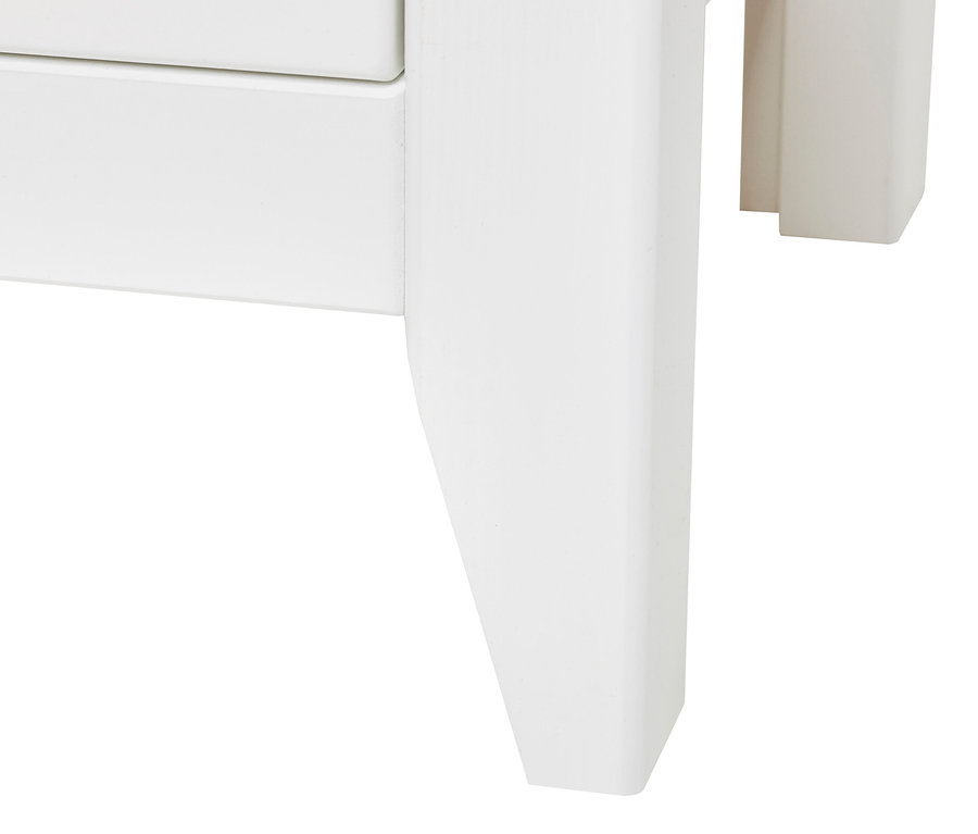 Detailaufnahme eines weißen Schranks mit Schubladen.