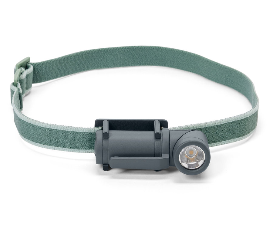 2-in-1-LED-Multifunktionsleuchte mit olivgrünem Kopfband.