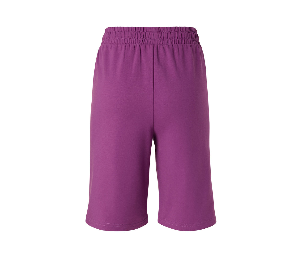 Violette Sweatshorts mit elastischem Bund.