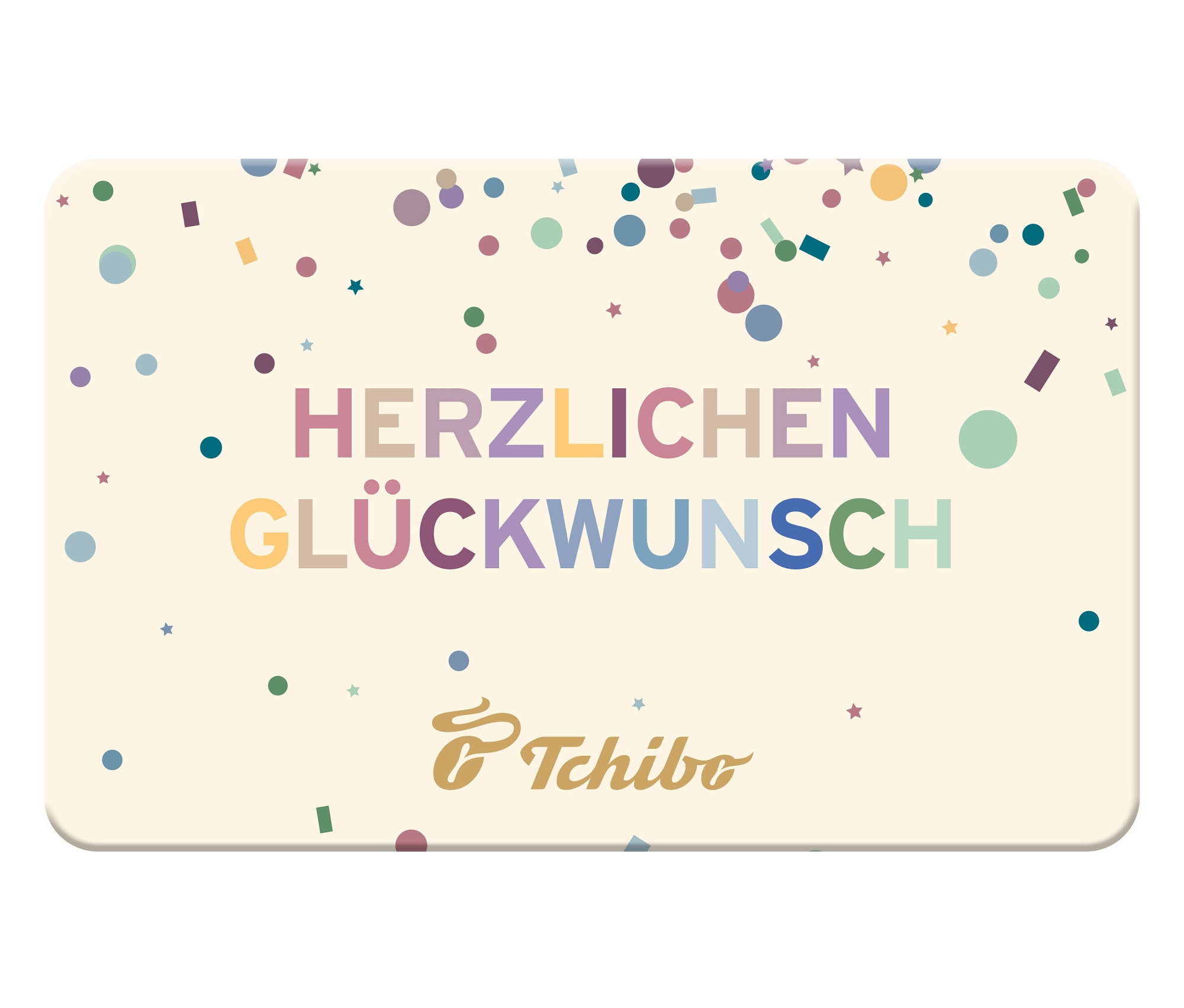 Digitale Geschenkkarte Herzlichen Glückwunsch mit Konfetti.