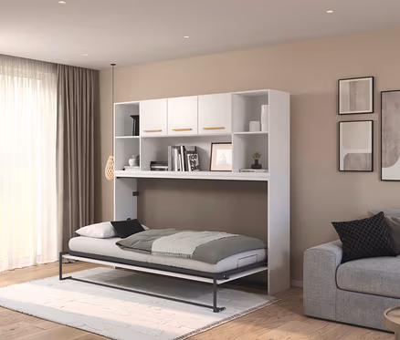 Zimmer mit rauch Klappbett »Sucre« mit Regalelement, weiß.